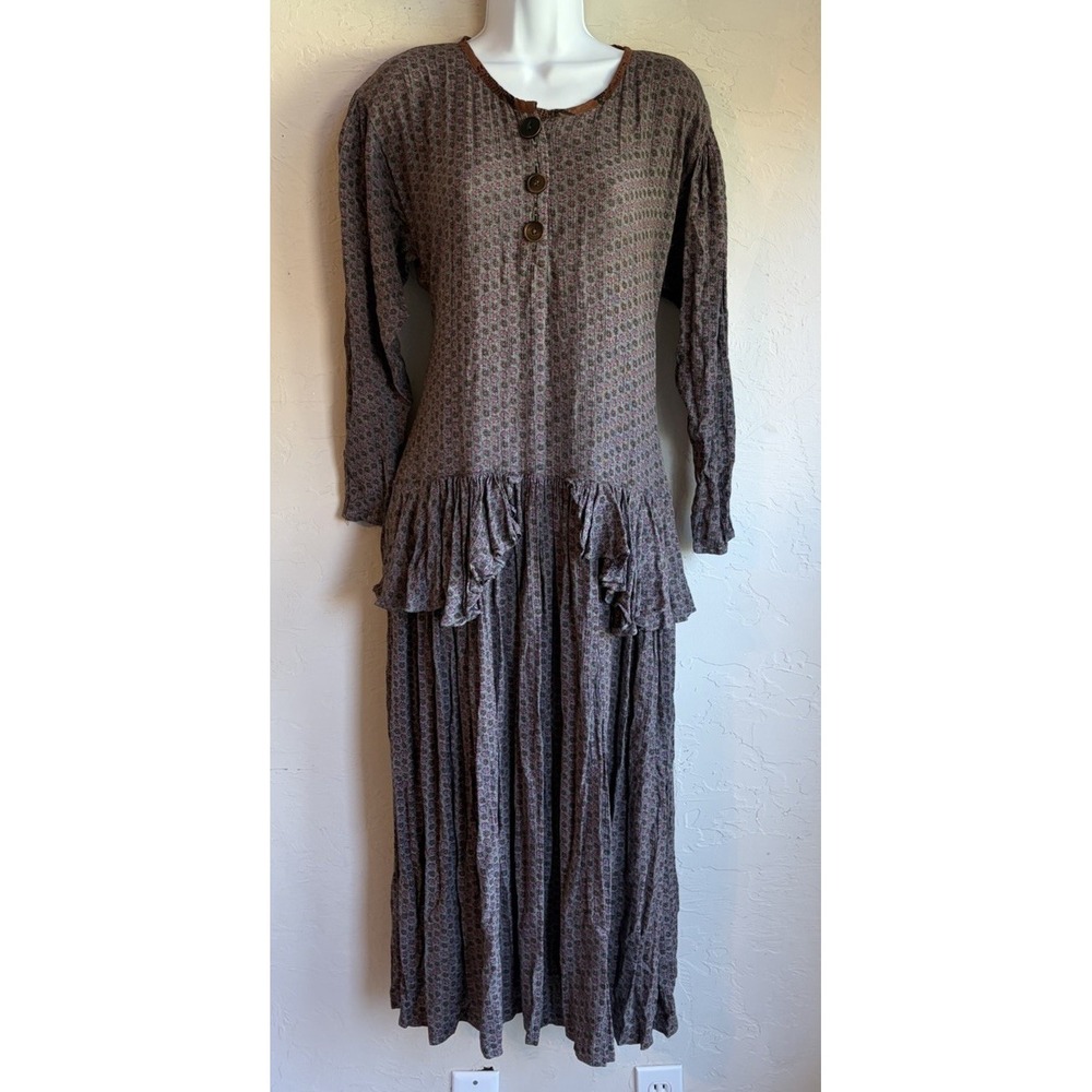 Vintage Janice McCarty Midi Dress M Oversized Whimsigoth Full Sweep Cottagecore